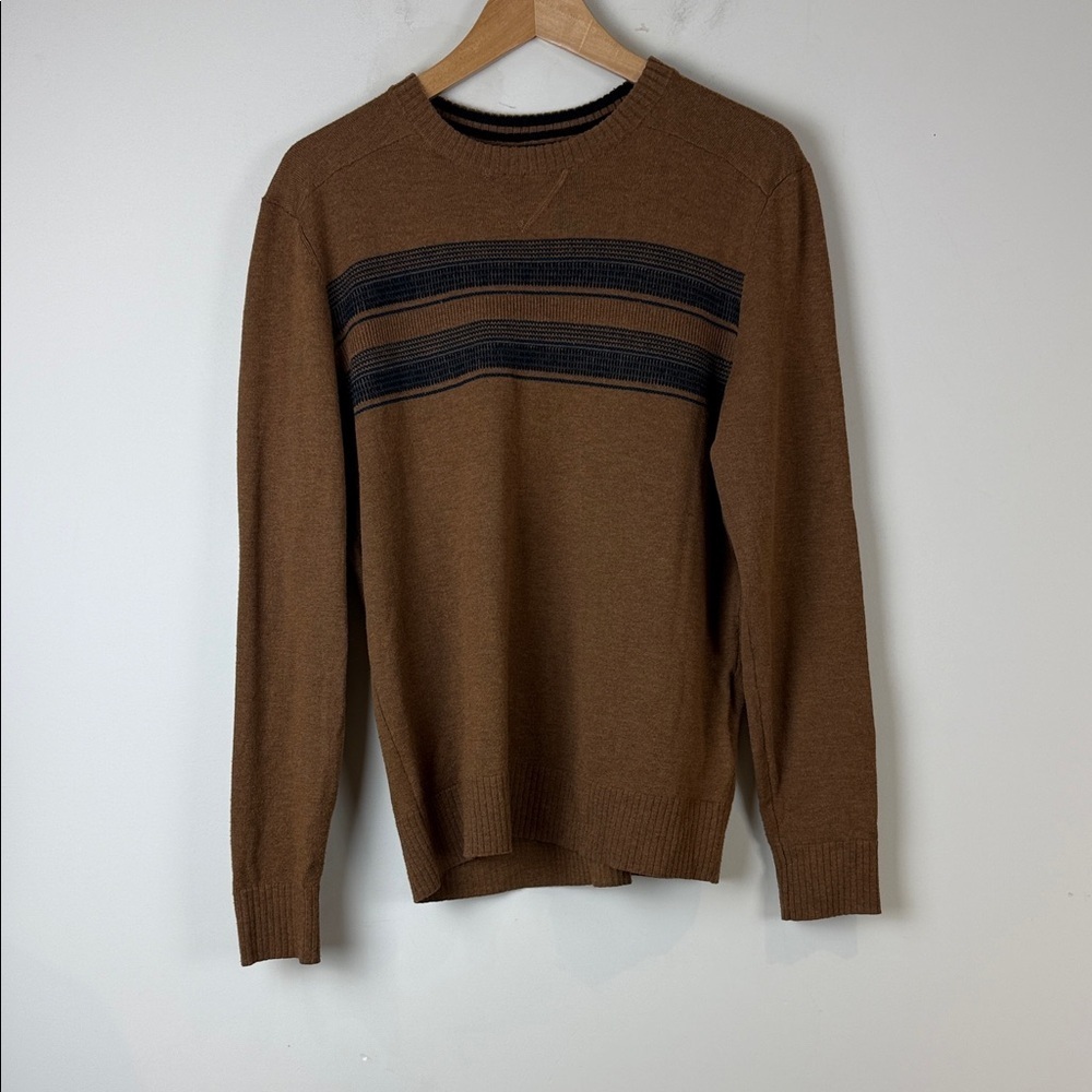 Smartwool Men's Tan Sweater with Black Stripes Size Medium